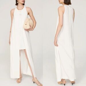 ROSETTA GETTY Cape Mini Dress Women 2 White Crepe A-Line Sleeveless Classic